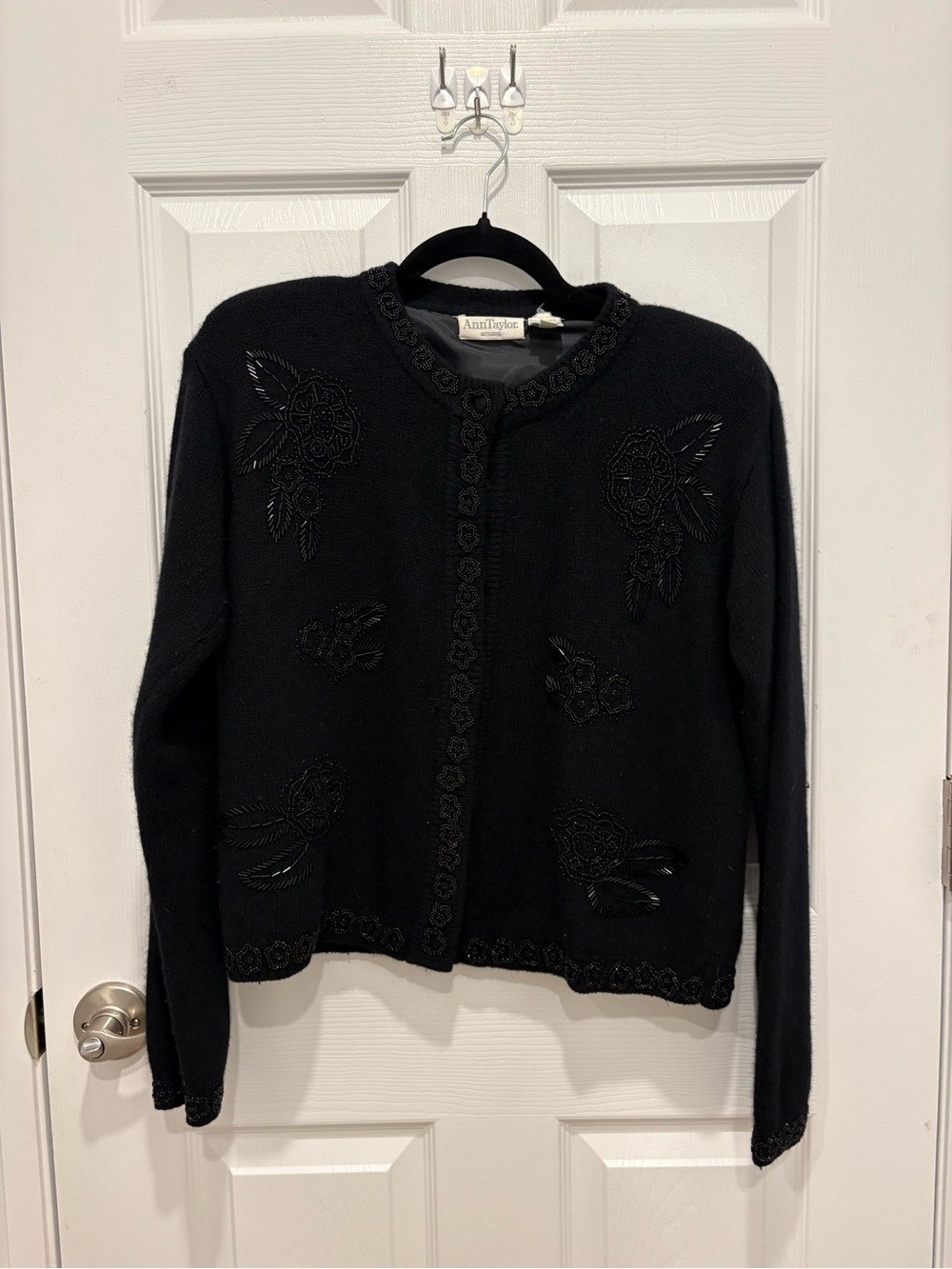 Vintage Ann Taylor Black Embellished Crewneck Sweater #1316